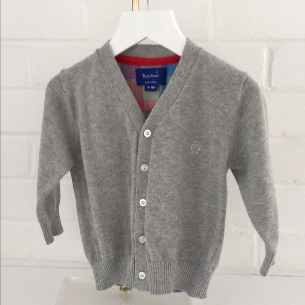 Beetle & Thread - Toddler Boy Grey Classic Sweater Cardigan 18-24 Months